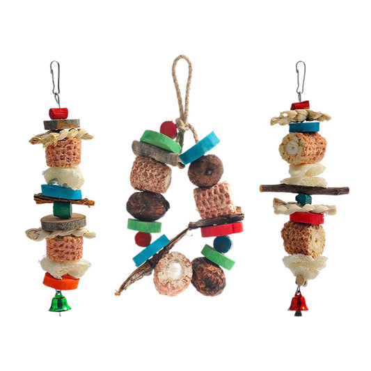 Natural Wooden Blocks Bird Chewing Toy