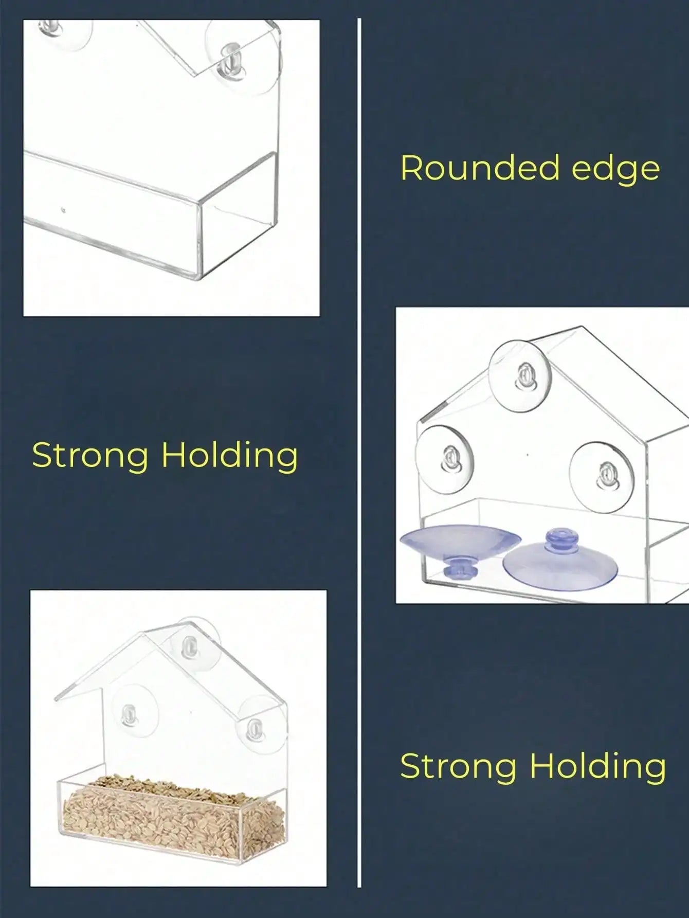 Acrylic Transparent Bird Feeder with Suction Cup